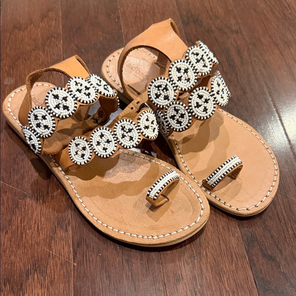 Chic Tan Beaded Sandals